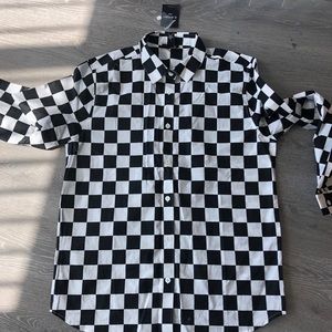 Mens button down checkered shirt